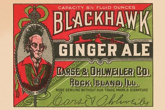Blackhawk Ginger Ale Soda Bottle Label Poster Print featuring Native American theme.