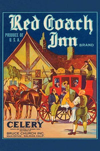 Passengers arriving at the Red Coach Inn vintage poster print