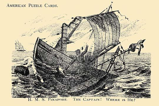 Hidden Captain of the H.M.S. Pinafore vintage puzzle art poster print