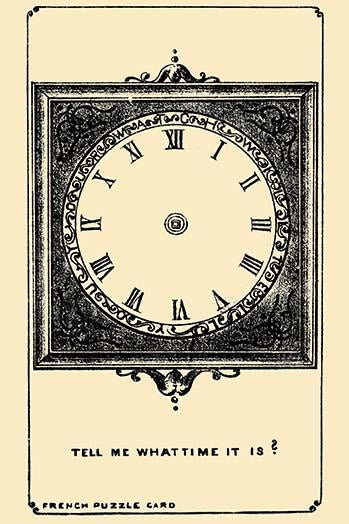 Hidden Time Puzzle Print showcasing vintage trick art with concealed images.