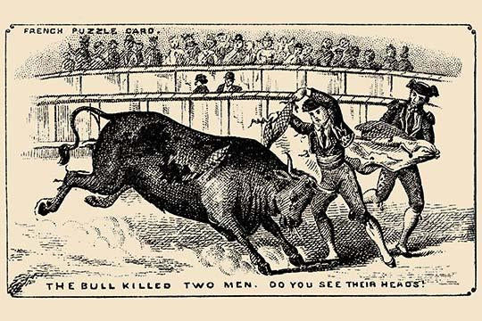 Spanish Bullfight Poster Print depicting two matadors in action.