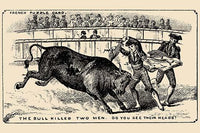 Spanish Bullfight Poster Print depicting two matadors in action.
