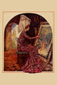 Medieval Girl Sews a Tapestry Poster Print