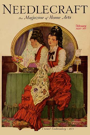 Young Girl Embroidering a Patterned Fabric Poster Print.