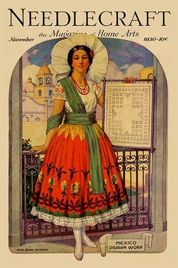 Hispanic artisan holding lace design framed poster print