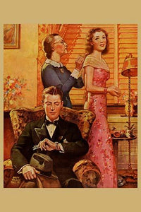 Mother Fixes Gown with Needle & Thread Poster Print