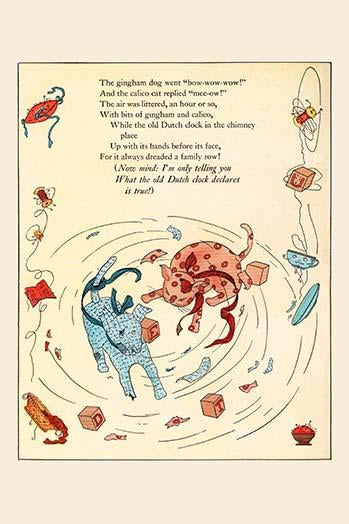 The Gingham Dog and Calico Cat Poster Print by Eugene Field, whimsical pet art.