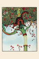 Candy Tree Cat Poster Print by Eugene Field featuring a playful cat shaking candy from a tree.