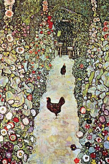 Garden Path with Chickens Poster Print by Gustav Klimt