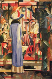 Poster print of Woman Stands Looking into Store Window by August Macke