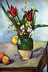 Still Life with Tulips & Apples Poster Print by Paul Cezanne
