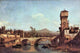 Medieval Town with Tower and Bridge Over a River Poster Print by Canaletto