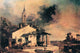 Lagoon Landscape in Venice Poster Print by Canaletto featuring a church tower and boats.