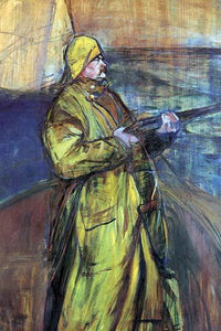 Man Holds Rifle on Board a Ship in the Bay Poster Print by Toulouse-Lautrec