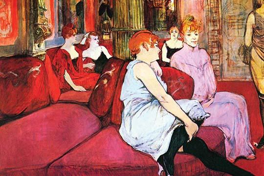 Women Resting on Red Sofas poster print by Henri de Toulouse-Lautrec.
