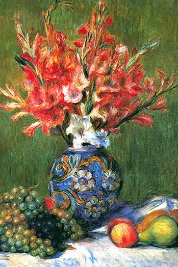 Still Life with Gladiolas in a Blue Vase by Pierre-Auguste Renoir Poster Print
