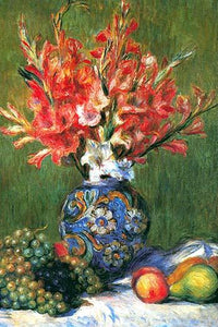 Still Life with Gladiolas in a Blue Vase by Pierre-Auguste Renoir Poster Print