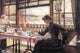 A Young Woman Having Breakfast Poster Print by James Tissot - Elegant home décor artwork.