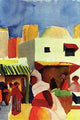 Market in Algiers Poster Print by August Macke, vibrant art reproduction.