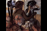 Woman Tries on a Hat in a Paris Art Shop Poster Print by Edward Degas