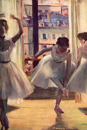 Three Ballet Dancers Practice Poster Print by Edward Degas