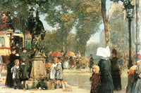 Parisian street scene poster print by Frederick Childe Hassam, high-quality vintage art reproduction.