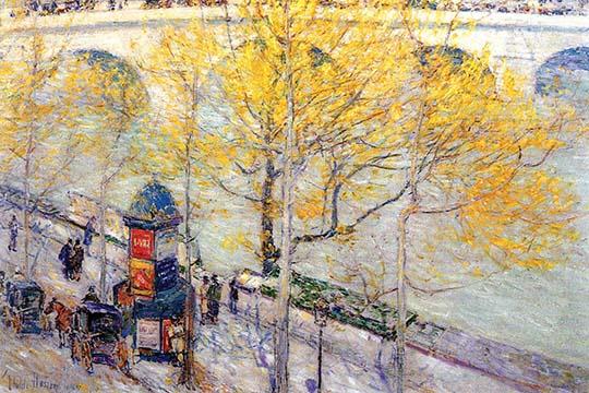 Royal Bridge in Autumn, Paris Poster Print by Frederick Childe Hassam.