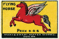 Pegasus match label poster print featuring a vintage design.