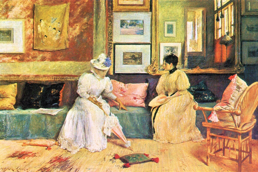 A Friendly Call poster print by William Merritt Chase, showcasing Impressionism