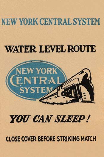 Vintage New York Central Railroad Matchbook Cover Advertising Poster Print