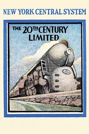 Vintage New York Central Railroad 20th Century Limited Matchbook Cover Poster Print.