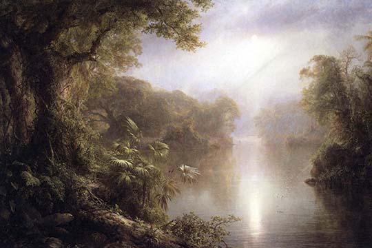 Suns Burns Off Mist Over a River in the Tropics Poster Print by Frederic Edwin Church