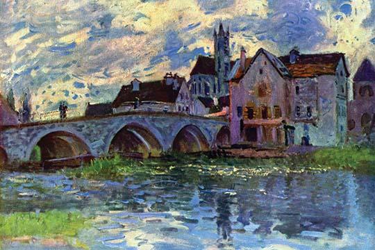 Stone Bridge Over the Moret River in France Poster Print by Alfred Sisley
