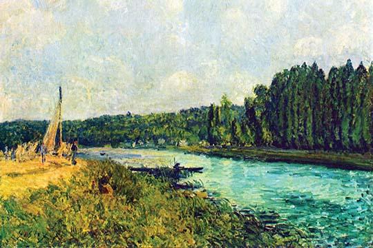 River Landscape on the Oise Art Print by Alfred Sisley