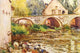 Women Washing Clothes by a River with Stone Bridge Poster Print by Alfred Sisley