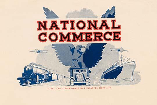 National Commerce Cigar Label Poster Print showcasing economic heritage.