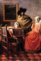 A Cavalier and Wine Drinking Woman poster print by Johannes Vermeer