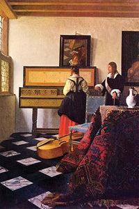 Poster print of A Music Teacher and His Pupil at a Spinet by Johannes Vermeer