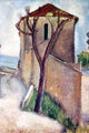 Tree and House Poster Print by Amadeo Modigliani, vintage art reproduction.