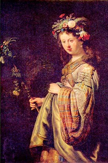 Flora (Portrait of Saskia as Flora) Poster Print by Rembrandt Van Rijn