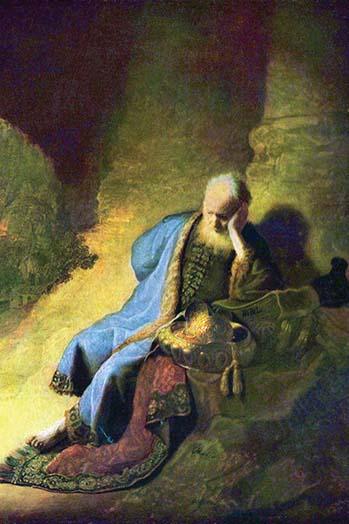 Jeremiah Mourning Over the Destruction of Jerusalem Poster Print by Rembrandt van Rijn