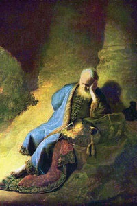 Jeremiah Mourning Over the Destruction of Jerusalem Poster Print by Rembrandt van Rijn