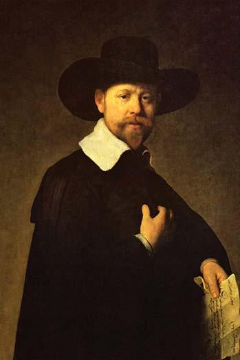 Portrait of Businessman Martin Looten Art Print by Rembrandt van Rijn