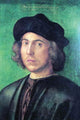 Portrait of a Young Man Against a Green Background Poster Print by Albrecht Durer