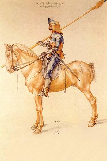 Rider in the Armor vintage art reproduction by Albrecht Durer poster print.