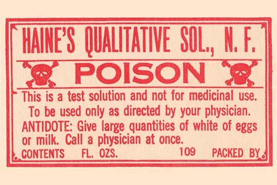 1920's Pharmacy Bottle Label Poster Print showcasing vintage quack cures.
