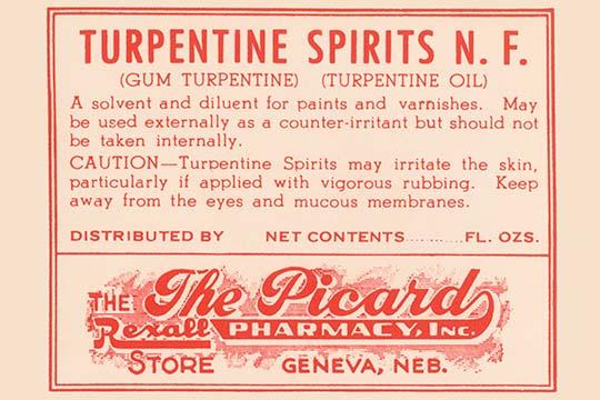 1920's Pharmacy Bottle Label Poster Print showcasing vintage medical history.