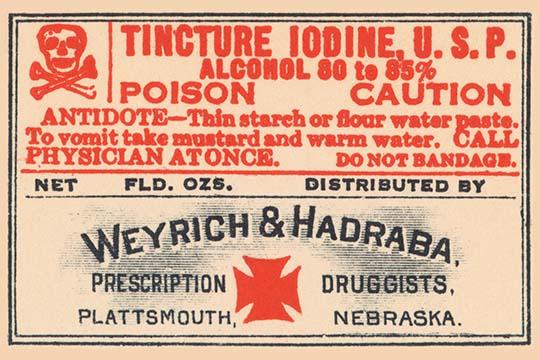 1920's Pharmacy Bottle Label Poster Print - Vintage Art