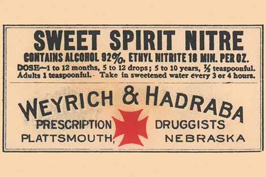 1920's Pharmacy Bottle Label Poster Print showcasing vintage apothecary design.