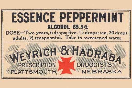 1920's Pharmacy Bottle Label Poster Print featuring vintage design.